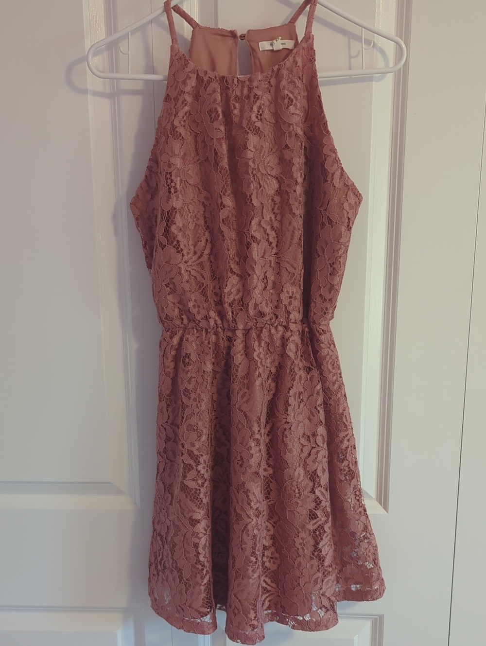 Maurices Mauve Pink Lace Halter Mini Dress
